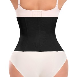 Werkiss Waist Trainer, Women's Corset, Tummy Control Bodice, Shapewear Corset with 3 Rows of Hooks, Corset with 7 Steel Bones, Waist Trainer (#1 Black, Height 24.5 cm, XL)