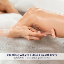 THURLADY Beige Safety Razor, Single Blade Razors for Women and Men, Reusable Metal Razor, with 5 Stainless Steel Double Edge Blades, Smooth Close Shave, Sustainable, Plastic Free