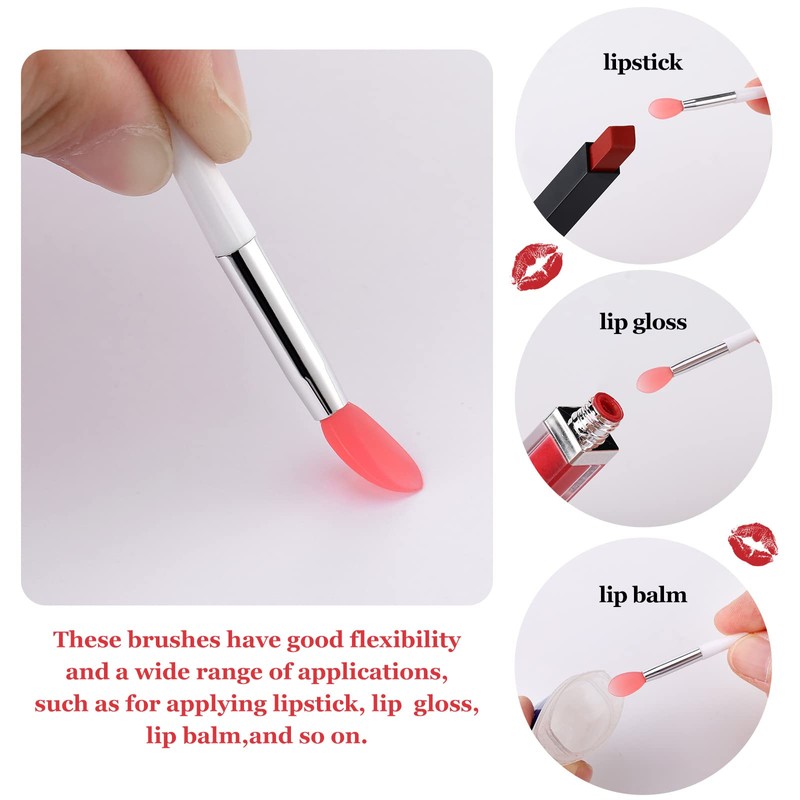 Newtay 20 Pcs Silicone Lip Brush Covers and Brushes for