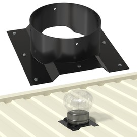 8" Roof Whirlybird Turbine Vent Adapter for Shipping Containers – Corrugated Conex Roof Mount Base, Fits 8" Round Chimney Cap, Solar Vent (Turbine Not Included), Rust-Resistant Coating, Black