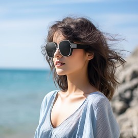 TINHAO Polarized Fit Over Glasses Sunglasses for Women UV Protection, Oversized Square Wrap Around Shades for Driving(Black,Black)