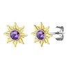 Suplight 925 Sterling Silver Sun Earings, Hypoallergenic Purple Earrings Studs, February Birthstone Earrings for Women