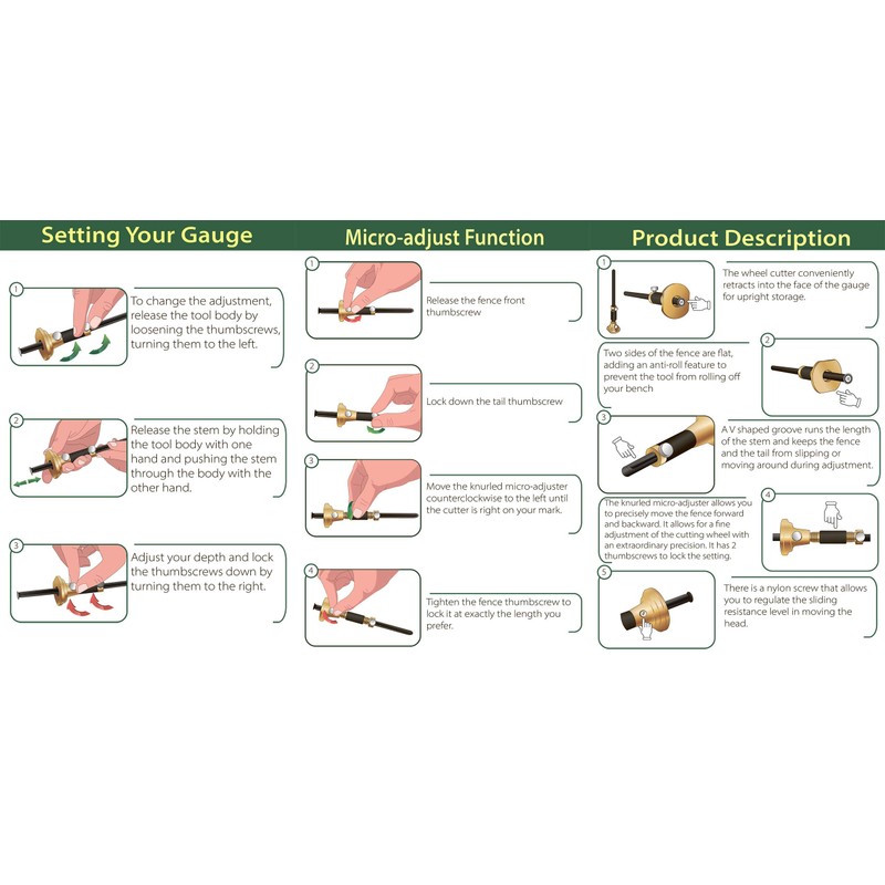 Clarke Brothers Wheel Marking Gauge Kit – 7" Brass Marking