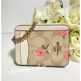 Coach NWT Coach Zip Card Case In Signature Canvas With Floral Print CR971