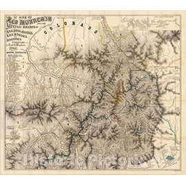 Historic Map : Map of Red Mountain and The Mining Region of San Juan, Ouray, San Miguel and Dolores Counties, Colo. by Emil Fischer. 1891., 1891, Vintage Wall Art : 24in x 22in