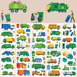 Garbage Car Tattoos for Children, 10 Sheets Garbage Truck Children's Tattoos, Skin-Friendly Set, Temporary Tattoos for Sticking, Party Bags, Children's Birthday Gifts, Party Decoration, Rubbish Car