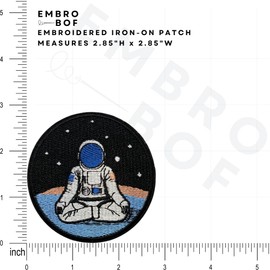 EMBRO BOF Astronaut Meditation Patch – 2.85 inches, Cool Colorful Space Chakra Patch – Embroidered Sew On/Iron On Yoga Patches
