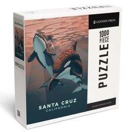 Lantern Press 1000 Piece Jigsaw Puzzle, Santa Cruz, California, Orca, Lithograph