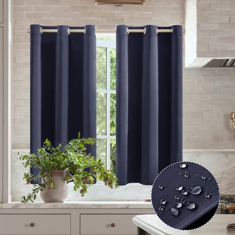 XTMYI Waterproof Bathroom Shower Window Curtains,Blackout Privacy Grommet Light Heat