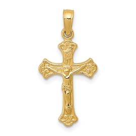 IceCarats 10K Solid Yellow Gold Inri Lord Jesus Christ Crucifix Holy Cross Necklace Religious Chain Pendant Charm 26mm x 18mm Only