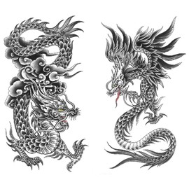 XQB601 602 Temporary Dragon Tattoo Arm Tattoos 2 Sheets