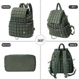 DOYOGI Quilted Backpack for Women, Lightweight Travel Gym Bag, Hiker Pack Drawstring Padding Backpacks, Puffer Travel Bag for Casual Daypack(Green)
