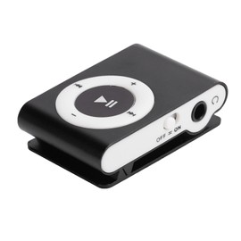 Mini MP3 Player, Portable Digital Music Media Player, Mini MP3 with Back Clip, Player with Earphone and USB Cable, up to 5H Playing Time, Support Memory Card (Black)