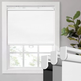 SEEYE Cordless Roller Shades for Windows, 100% Blackout Window Blinds for Privacy & UV Protection, Pull Down Room Darkening Door Blinds, Easy to Install for Home and Office (50" W x 72" H, White)