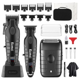 KEMEI Professional Hair Clippers for Men, Cordless Barber Clippers Set and Trimmers Kit, Rechargeable Electric Foil Shaver & Beard Trimmer, Men's Facial Grooming, Hair Cutting Tools, Gifts for Men