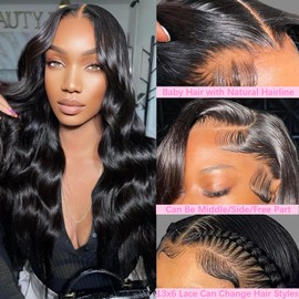 13x6 Lace Front Wigs Human Hair 210 Density HD Lace Front Wigs Human Hair Wigs for Black Women Body Wave Lace Front Wigs Human Hair Pre Plucked 28 Inch Long Black Wig Human Hair HD Lace Frontal Wig
