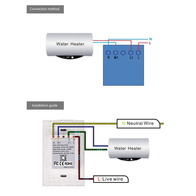 WiFi Boiler Water Heater Switch US Style Horizontal Version Remote