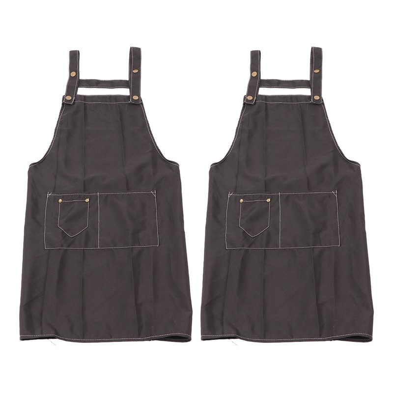2 Pcs Black Cotton Apron Kitchen Breathable Oil Resistant Apron