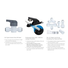 VRLEKAM Refrigerator Water Line Kit, 1/4 Inch O.D. 25 FT NSF Certified RO Tubing with Feed Water Adapter and Quick Fittings for RO Filter System, Refrigerator, Ice Maker