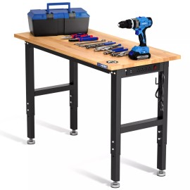 Workpro Adjustable Workbench 48"X22"/60''x2 - 48"x22" with Leveling Foot