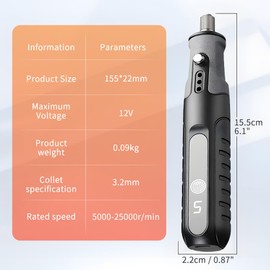 BAUSATZ Electric Leather Burnishing Tool Handheld Leather Edge Burnisher Electric Leather Burnishing Machine Leather Edge Grinding Machine 5-Speed Adjustment + 10PCS Ebony Wood Edge Slicker