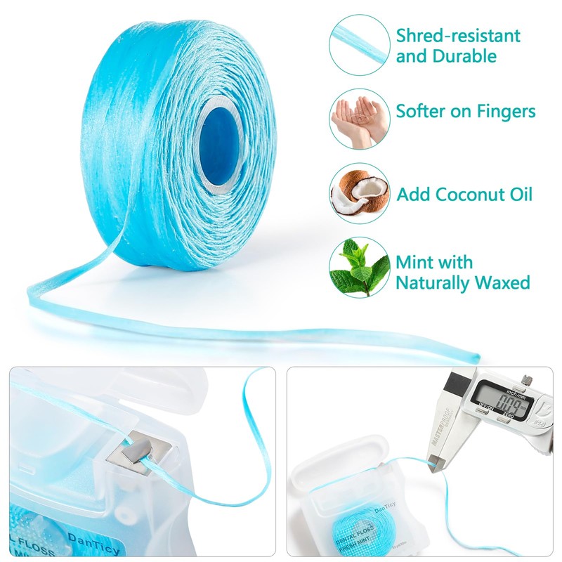 Coconut-Oil Infused Woven Dental Floss,Deep Clean Natural Vegetable Waxed Floss,Extra