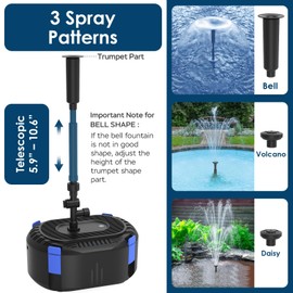 AquaMiracle All-in-One Koi Pond Filters for Outdoor Ponds 200-350 Gal, Pond Fountain Pump with 3 Spray Patterns, Fountain Kit with 400GPH Water Pump for Garden, Water Feature, Bird Baths
