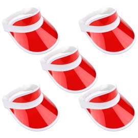 The Glowhouse - Pack of 5 Neon Sunvisors - Permium Quality Sun Visors (Red)