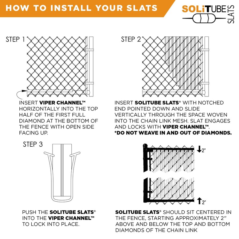 SoliTube Slat Privacy Inserts for Chain-Link Fence, Double-Wall Vertical Bottom-Locking