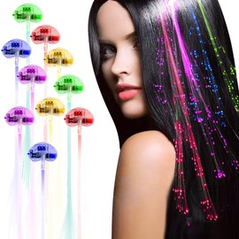 Paquete de 30 luces LED para el pelo, de fibra óptica con luz LED, pasadores para el pelo, pinzas para el pelo, clip de pelo multicolor (30 unidades)