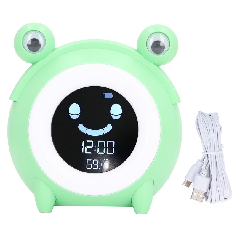 Kids Alarm Clock Cartoon Animal Shaped Gentle Music Night Light