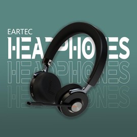 eartec Bluetooth Wireless Headset with Noise Cancelling Microphone, Dual-Channel Stereo, AI Dual-Mic, Dual Device Pairing (Dongle + Mobile), Ultra-Soft Adjustable Headband & Cushions, LED Indicator