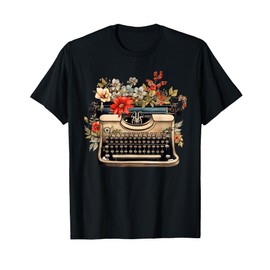 Typewriter Flowers Vintage Journalist Book Authors Novelist T-Shirt
