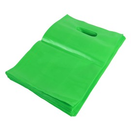 iplusmile Goods Bags with Handle, Plastic Bags, Reusable and Durable Shopping Bags for Gifts, Shirt Shop (Pack of 100, Green), Green