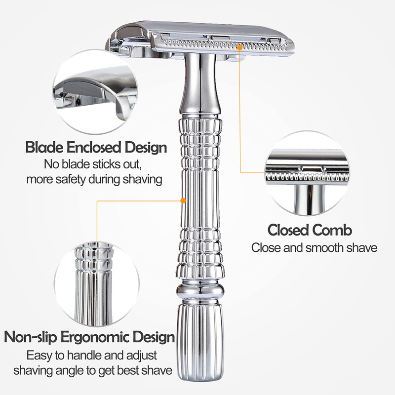 BAILI Double Edge Safety Razor Rust-proof Reusable Manual Stainless DE