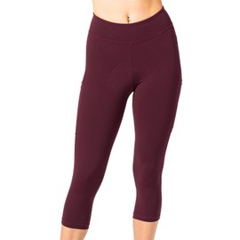 Terry Bike Pants Women Padded Wayfarer Cycling Capris Pants With Padding 20 Inch Long High Waisted Padded Bike Knicker - Garnet, XX Large