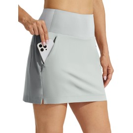 Willit - Faldas de golf para mujer, cintura alta, secado rápido, atlético, casual, bolsillos, Gris claro, 4