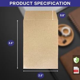 Small Coin Envelopes Durable Kraft 2.25"x3.5", 100 Pcs Mini Key Envelopes with Gummed Flap, Seed Envelopes for Storing Seeds, Tip Envelopes for Cash