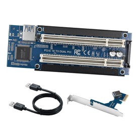 DollaTek PCIe To PCI Adapter - PCI-E Express X1 To Dual PCI Riser Extender With USB3.0 Cable For Desktop Sound Card