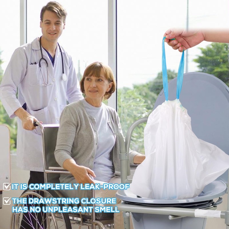 Pack of 40 Toilet Bags with Absorbent Pads, Disposable Commode