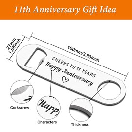 Bottle Opener Keychain 11th Anniversary Steel Gifts for Him Her 11 Year Wedding Anniversary Steel Gifts for Women Men Couple Gifts 11th Anniversary Decorations Beer Bottle Opener Gifts for Boyfriend