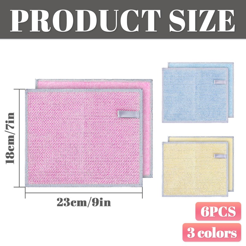 Viilich Pack of 6 Multi-Purpose Wire Dishcloths, Scourer, Cleaning Cloth,