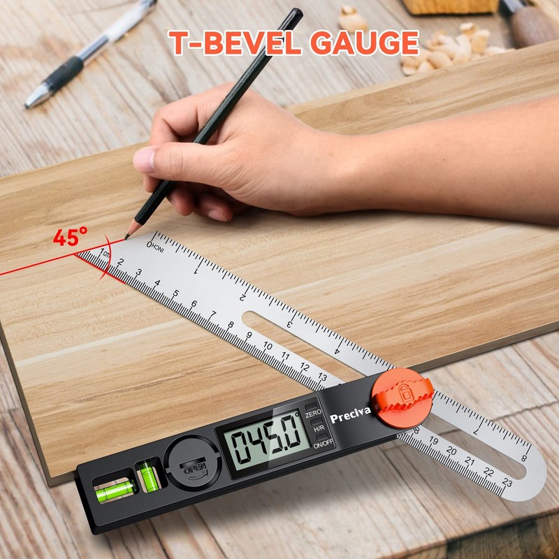 Sliding Bevel with Digital Display, Preciva Adjustable Bevel for Carpentry,