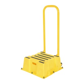 Vestil SPN-1-YL-HR-PO Polyethylene Nestable with Handrails Casters 1 Step 500 Lb. Capacity Yellow