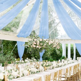 FOTSHARER Baby Blue Ceiling Drapes for Wedding Ceiling Drapes 2 Panels 5x20FT Chiffon Wedding Arch Draping Fabric Ceiling Curtains for Backdrop Ceiling Decorations for Party Arch Drapery for Reception
