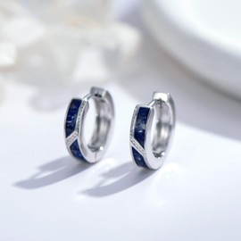 Suiknsn Lapis Lazuli Hoop Earrings for Men Women Stocking Stuffers 925 Sterling Silver 15mm Huggie Earrings Hypoallergenic Lapis Lazuli Jewelry Xmas Christmas Gifts for Friend
