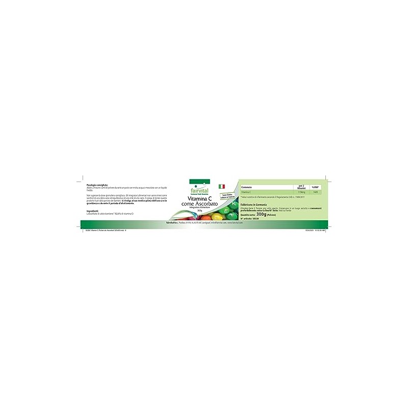Fairvital Vitamin C Powder - with 1156 mg Vitamin C