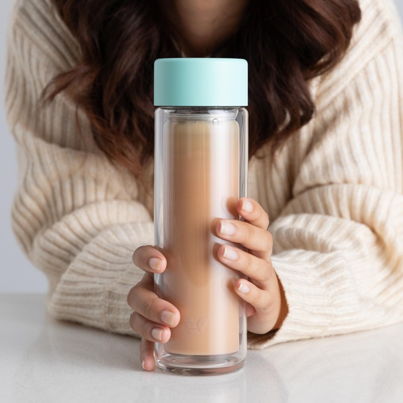 EVER VESSEL Glass Multi Tea Infuser Bottle 14oz - Double