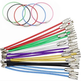 Pack of 21 Wire Key Chains, Stainless Steel Wire Suitcase Tags, Wire Rope Key Ring, Wire Rope, 15 cm Cable Rings for Hanging Luggage Tags, DIY Key Chain