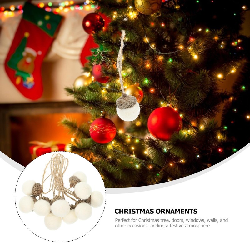 DOITOOL 10pcs Christmas Pine Cone Hanging Ornaments Felt Reusable Tree